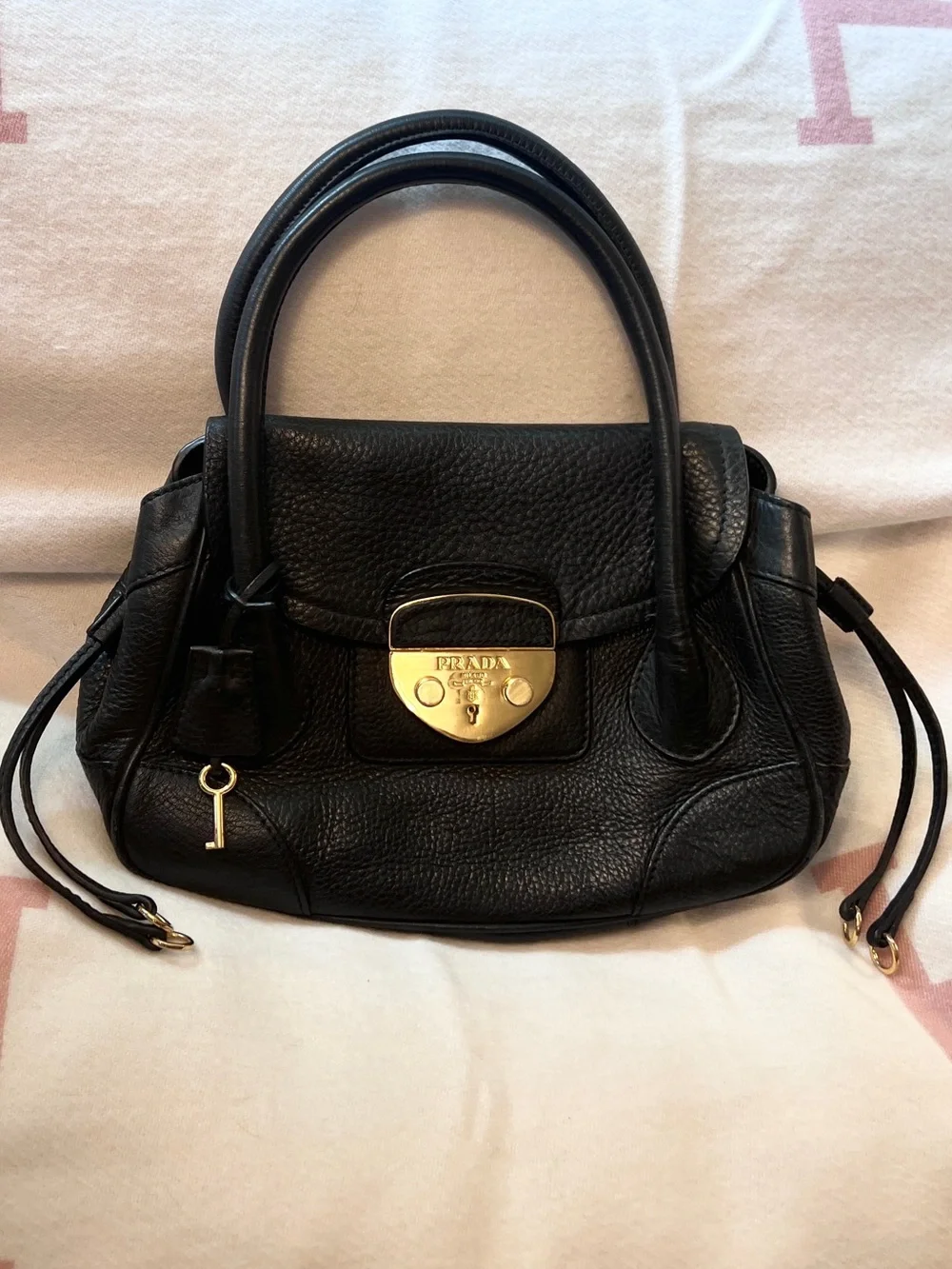 Prada Vintage lock and key bag! RARE! Black Leather Tote⭐️ Offers welcome!